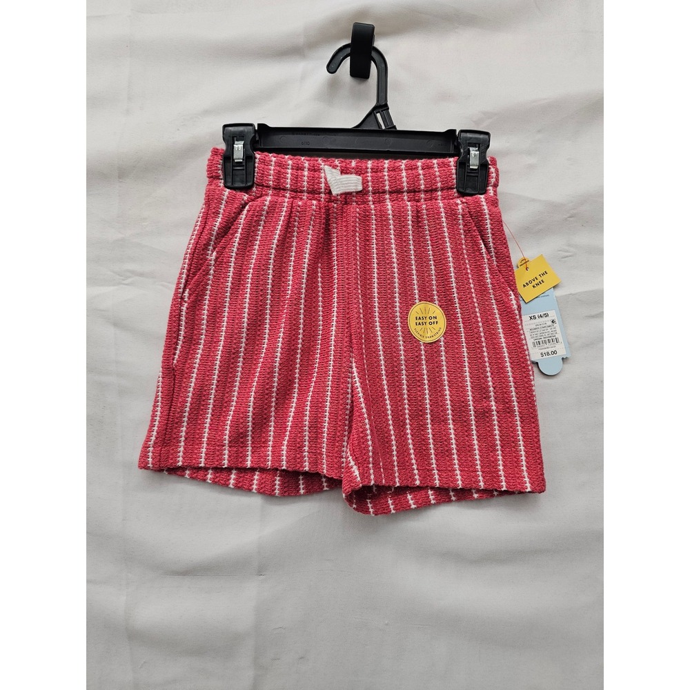 Cat & Jack Girls Striped Knit Shorts Red Cotton Blend Casual Size XS